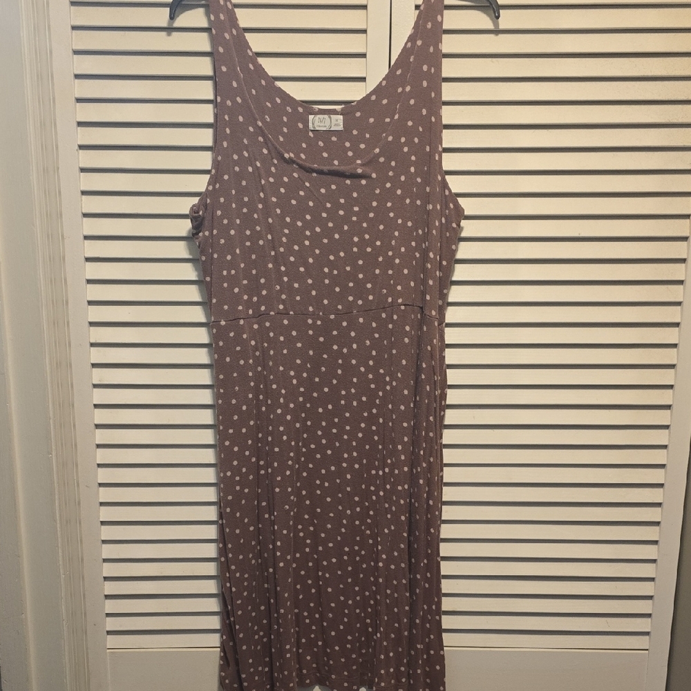 Maurices Burghundy Polka Dot Midi Dress
